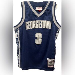 Mitchell & Ness Georgetown Iverson 3 Navy and White Basketball Jersey Boy 10/12